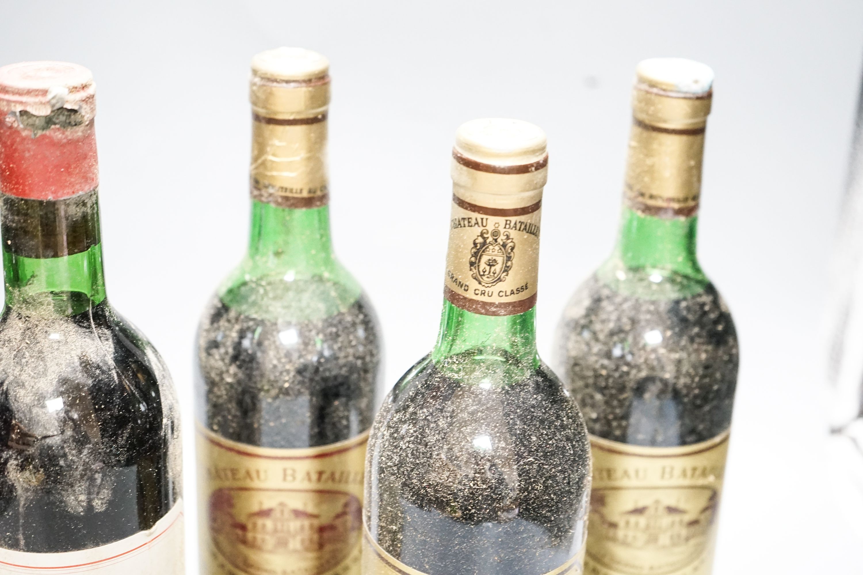 Four bottles of Chateau Batailley grand cru 1973 and 2 bottles of Chateau Lynch Bages 1967